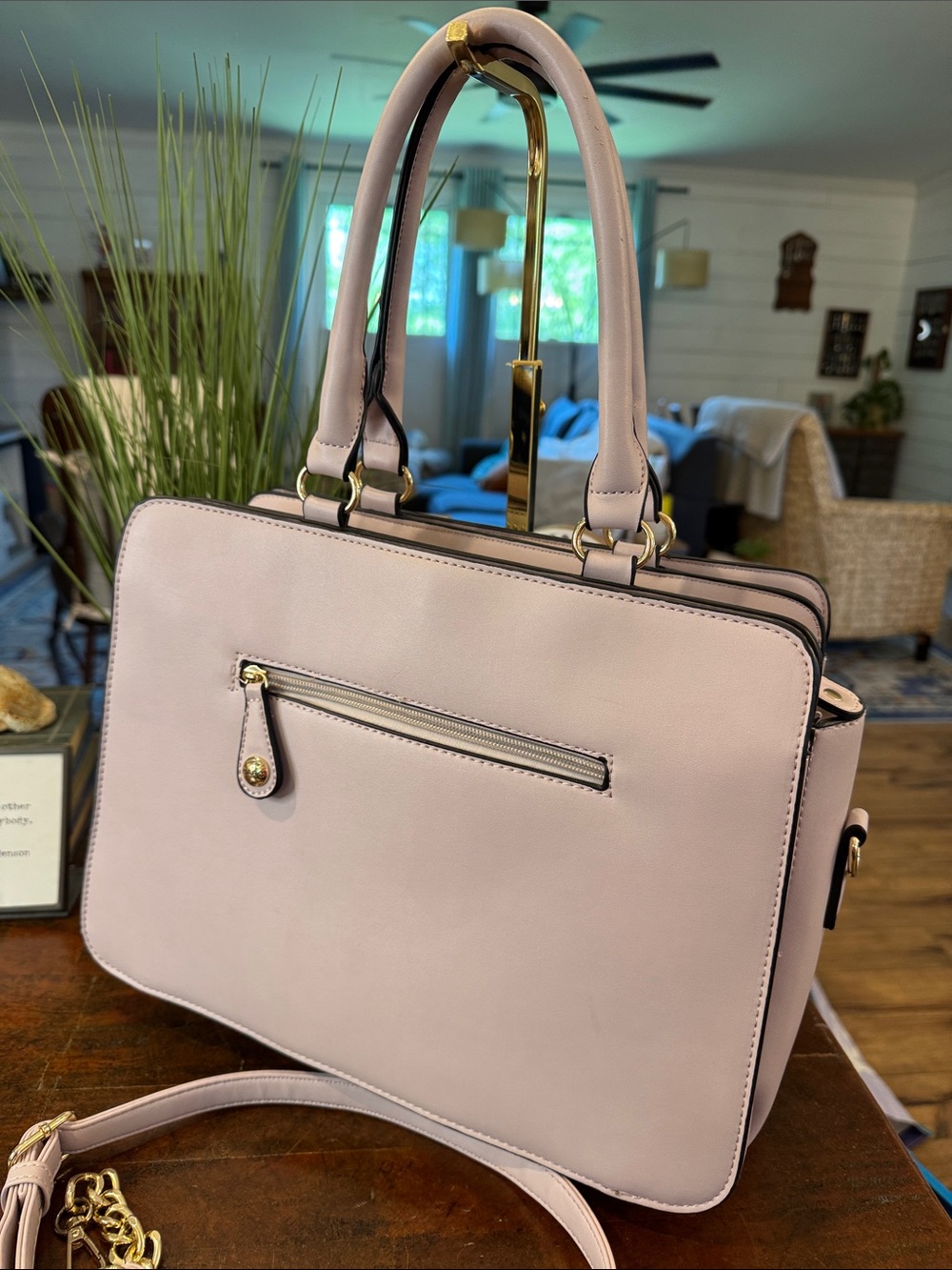Andrew Marc Pale Pink Floral Perforated Satchel - Picture 8 of 16